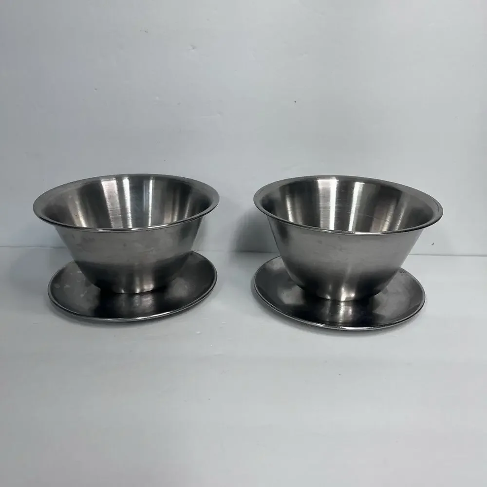 vintage stainless steel leonard silver korea‎ gravy boat sauce thanksgiving